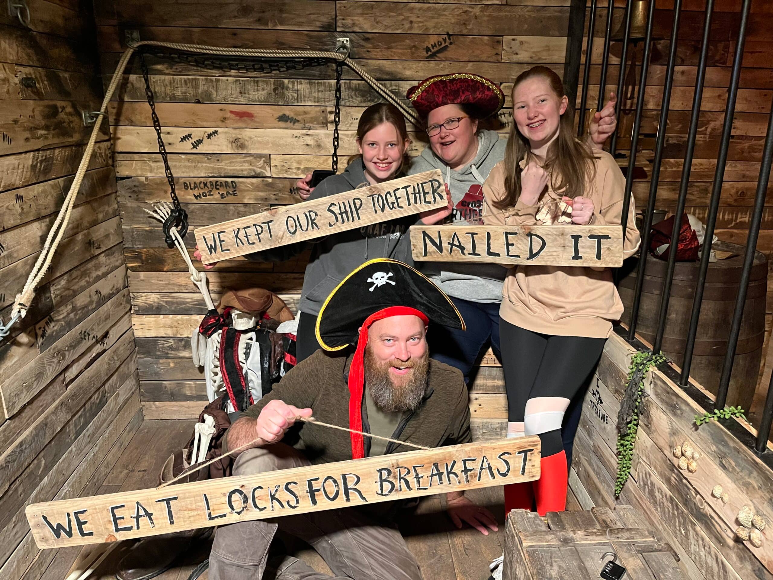 A family playing an escape room in Oswestry